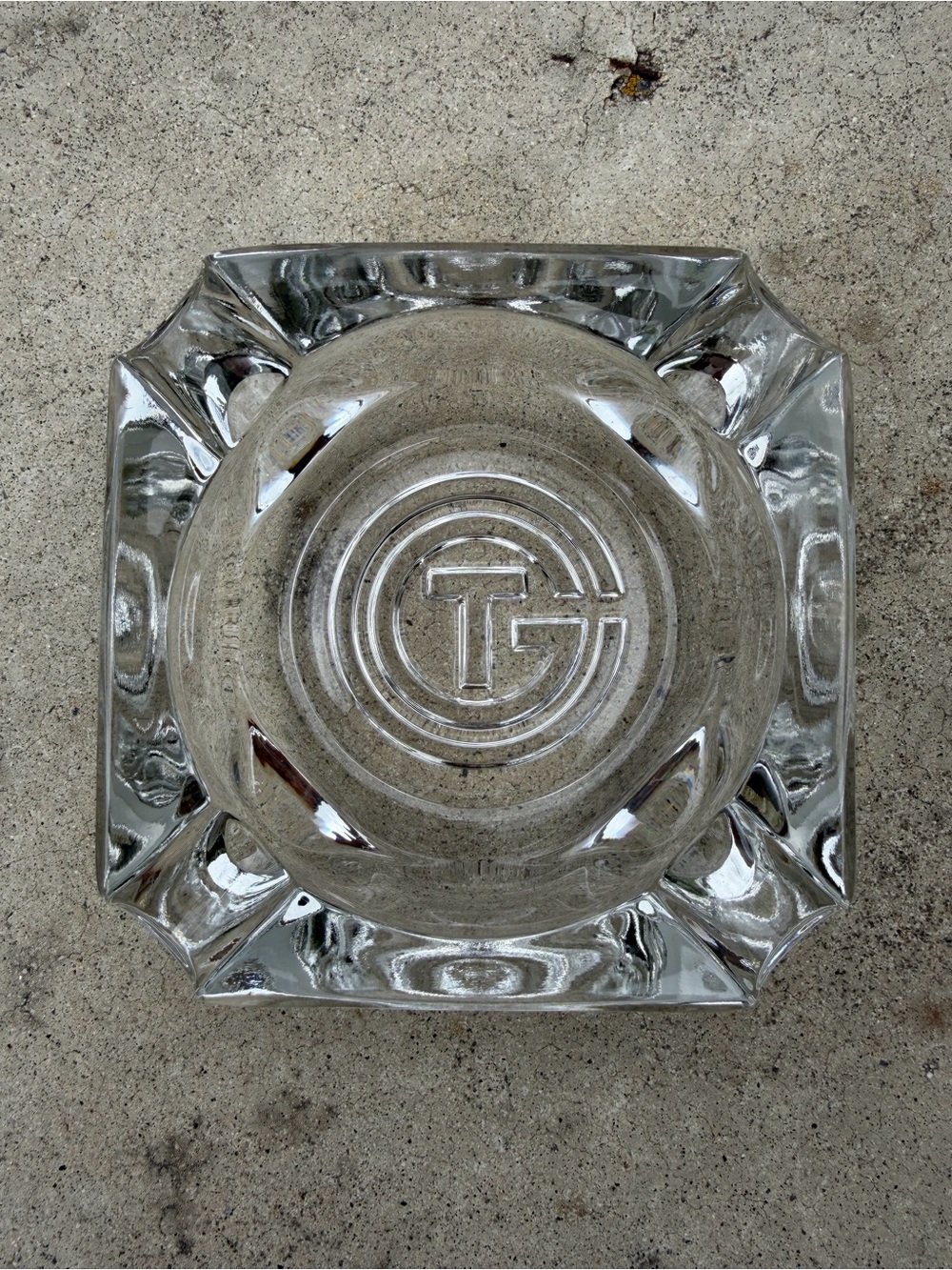 Rare, vintage glass ashtray from the Compagnie Générale Transatlantique
